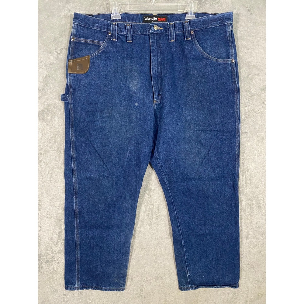 Wrangler Carpenter Jeans Mens 44x30 Blue Riggs Workwear 3W001AI Heavy Duty Denim